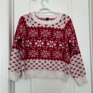 Festive Red and Cream Snowflake Sweater